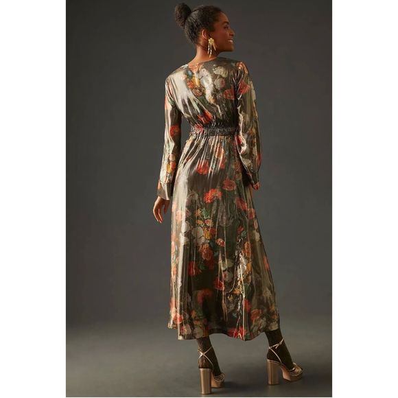 New Anthropologie Caballero Deep V-Neck Maxi Dress Size Small - Picture 2 of 9